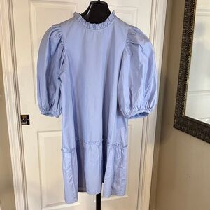 Mud Pie Sky Blue Puff Sleeve Dress